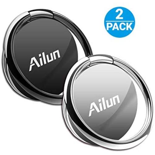 Ailun Phone Ring Stand Holder 2Pack Compatible with iPhone X 8 7 6 6s Plus Galaxy S9 S8 Plus S7 S7 Edge S6 S6 and More Universal 360°Rotation Cellphone Finger Ring Kickstand Grip Silver Black