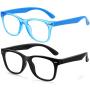 Zasun Kids Blue Light Blocking Glasses 2 Pack, UV Protection & Anti Eyestrain Computer Video Gaming Glasses for Kids Boys Girls Age 3-12 (Black +Transparent Blue)