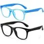 Zasun Kids Blue Light Blocking Glasses 2 Pack, UV Protection & Anti Eyestrain Computer Video Gaming Glasses for Kids Boys Girls Age 3-12 (Black +Transparent Blue)