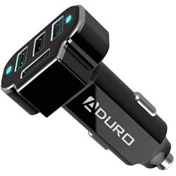 Aduro 4 Port Car Charger USB Adapter, 12V Fast Car Charger USB Adapter Power Station 5.2A/26W Output (Black)