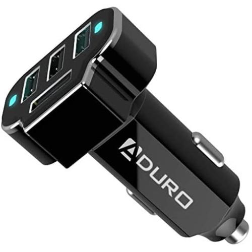 Aduro 4 Port Car Charger USB Adapter, 12V Fast Car Charger USB Adapter Power Station 5.2A/26W Output (Black)