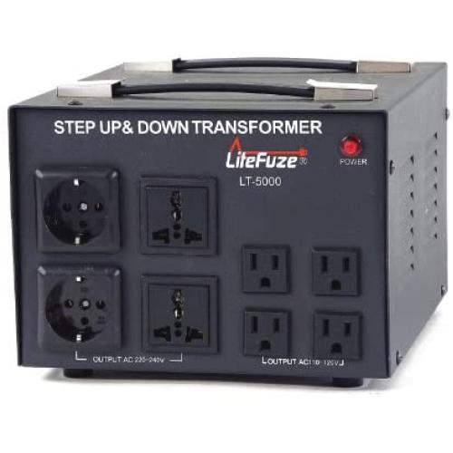 LiteFuze LT-5000 5000 Watt Voltage Converter Transformer - Step Up/Down - 110V/220V - Circuit Breaker Protection [5-Years Warranty]
