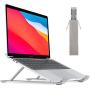 Portable Laptop Stand for Desk - OMOTON LA02 Adjustable Foldable Aluminum Laptop Stand Riser, Compatible with MacBook Air, Macbook Pro, HP, Dell, Lenovo and More (Up to 15.6 inch), Grey