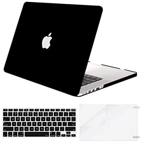 MOSISO Case Only Compatible with MacBook Pro Retina 13 inch (Models: A1502 & A1425) (Older Version Release 2015 - end 2012), Plastic Hard Shell Case & Keyboard Cover & Screen Protector, Black