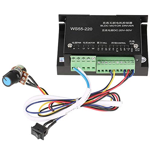 DC Brushless Motor Controller, WS55-220 DC 48V 500W CNC Controller High Speed Brushless Spindle BLDC Motor Driver Controller Analog Speed Regulation Motor Driver