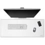 Cacoy 39.4''x15.7'' Oversized PU Leather Desk Pad - Leather Extended Mousepad Writing Mat Desk Protective Mat for Office, Home, Computer, Laptop - White