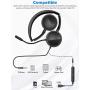 [2 Pack ] USB Headset with Noise Cancelling Mic New bee 3.5mm/Computer Headset with in-Line Call Controls Office Headset Call Center Headset for Skype, Zoom, Phone, PC, Tablet, Classroom