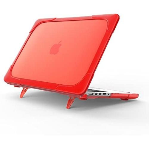 Compatible with MacBook Air 11 Inch Kickstand Case, Funut 2 in 1 Rubberized Hard Plastic Case Cover Shock Proof Matt Protective Case for Laptop MacBook Air 11.6 Inch A1370/A1465 (# Red)