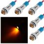 FICBOX 5Pcs LED Indicator Light 6MM 12V Metal Waterproof Signal Lamp with Wire for Car Truck Boat (Yellow)