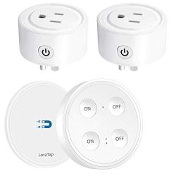 LoraTap Mini Remote Control Outlet Plug Adapter with Remote, 656ft Range Wireless Light Switch for Household Appliances, No Hub Required, 10A/1100W, White, 5 Years Warranty (One Remote + 2 Outlets)