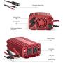 BESTEK 500W Power Inverter DC 12V to 110V AC Converter with Alligator Battery Clamp 4.8A Dual USB Car Charger ETL Listed