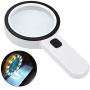 Magnifying Glass with Light, 30X Handheld Large Magnifying Glass 12 LED Illuminated Lighted Magnifier for Macular Degeneration, Seniors Reading, Soldering, Inspection, Coins, Jewelry, Exploring(Black)