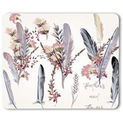 Moslion Feather Mouse Pad Fashion Flower Nature Pastel Wedding Animal Stylish Romantic Gaming Mouse Mat Non-Slip Rubber Base Thick Mousepad for Laptop Computer PC 9.5x7.9 Inch
