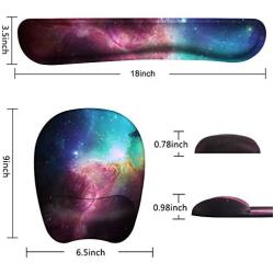 Anyshock Keyboard Wrist Rest Set and Ergonomic Mouse Pad with Wrist Support Memory Foam Filled Non Slip Durable Comfortable Lightweight Wrist Pad for Easy Typing & Pain Relief (Aurora)