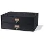 Wallniture Home Office Desk Organizer - Wooden 2 Drawer Under Monitor Stand - Printer Platform - Paper Holder Black