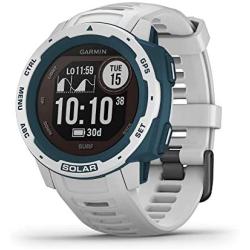 Garmin Instinct Solar Surf, Solar-Powered Rugged Outdoor Smartwatch with Tide Data and Dedicated Surfing Activity, Cloudbreak
