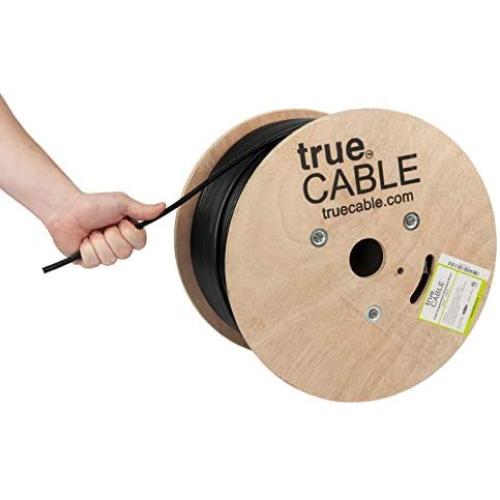 trueCABLE Cat6A Shielded Riser (CMR), 1000ft, Black, 23AWG Solid Bare Copper, 750MHz, ETL Listed, Overall Foil Shield (FTP), Bulk Ethernet Cable