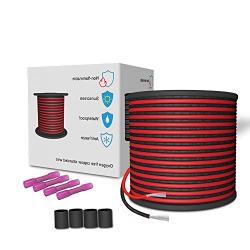 LEADTOPS 100FT Extension Cable Wire Cord 30.5M 20AWG 2 Conductors Electric Red&Black Wire Stranded Tinned Copper for 12V DC 3528 5050 2835 Single Color LED Strip/Bulbs/Lamps