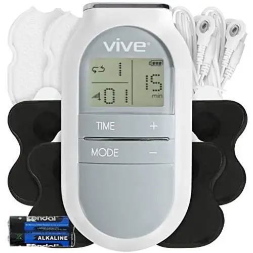 Vive Digital TENs Unit - Portable Muscle Stimulator Electrode Machine Pad Device - Electrotherapy Massager for Neck, Back, Nerve and Sciatica Pain Relief - Personal Electric Home EMS Stim Therapy