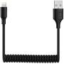 ONE PIX iPhone Charger Cable for Car (3 ft), MFi Certified Coiled Lightning Cable Compatible with iPhone 11/XS/XS Max/XR/X/8/8 Plus/7/7 Plus/6s/6s Plus/6/6 Plus/SE/5s/5c/5/iPad/iPod - Black