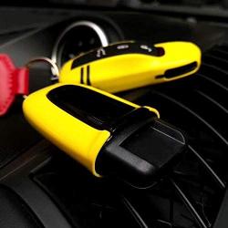 LIMBQS Bright Yellow Entry and Drive for Porsche Panamera Cayenne Macan, Logo Keyless Entry Key Cover