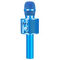 BONAOK Wireless Bluetooth Karaoke Microphone,3-in-1 Portable Handheld Karaoke Mic Speaker Machine Birthday Home Party for Android/iPhone/PC or All Smartphone (Q37 Blue)