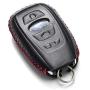 Vitodeco Leather Keyless Remote Smart Key Fob Case Cover with a Key Chain for 2014-2021 Subaru Forester, Impreza, Outback, WRX, BRZ, XV Crosstrek (4-Button, Black/Red)