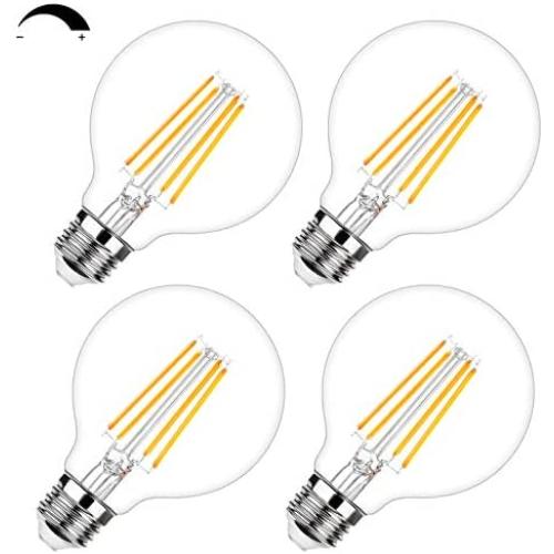 G25 LED Edison Dimmable Globe Light Bulbs 100W Equivalent 1200LM 2700K Soft Warm White LED Vanity Light 8W E26 Medium Base Vintage Filament Bulbs for Bedroom Bathroom Makeup Mirror Pendant 4 Packs