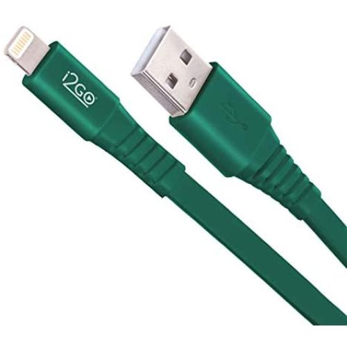 i2GO Lightning Flat Cable (4ft), iPhone Charger MFi Certified for iPhone 12/12 Pro/ 12 Pro Max/ 12 Mini/ 11 Pro Max/ 11 Pro/ 11/ X/ 8 Plus/ 8/7 Plus/ 7/ iPad and More - Green i2GO Lightning Flat Cable (4ft), iPhone Charger MFi Certified for iPhone 12/12 Pro/ 12 Pro Max/ 12 Mini/ 11 Pro Max/ 11 Pro/ 11/ X/ 8 Plus/ 8/7 Plus/ 7/ iPad and More - Green