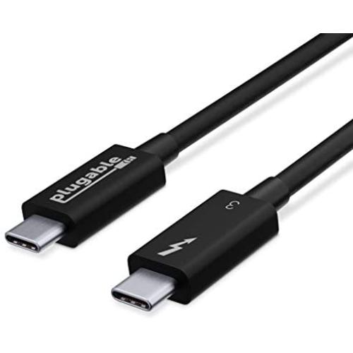 Plugable Thunderbolt 3 Cable 40Gbps Supports 100W (20V, 5A) Charging, 2.6ft / 0.8m USB C Compatible [Thunderbolt 3 Certified]