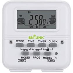BN-LINK 7 Day Heavy Duty Digital Programmable Dual Outlet Timer - 2 Independently Programmable Grounded Outlets, 8 ON/Off Programs, Heavy Duty Electrical Timer Switch, 3 Prong, 15A/1875W
