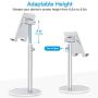 Cell Phone Stand, OMOTON Angle Height Adjustable Phone Stand, Aluminum Desktop Phone Holder Dock Stand for Desk, Compatible with iPhone 11/Xr/Xs Max, All Smartphones and All Tablets(4-11), Silver