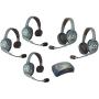 Eartec HUB532 UltraLITE Wireless System - 1 HUB Full Duplex Transceiver, 3-Pack of ULSR Single-Ear DECT Headset, 2-Pack ULDR Dual Ear Remote Headsets