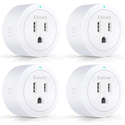 Smart Plug Esicoo - A Certified Works with Alexa, Echo & Google Home –Only Cloud Intelligence App- Only WiFi 2.4G (4 Pack)