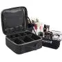 ROWNYEON Travel Makeup Bag Makeup Organizer Case Makeup Train Case Makeup Artist Bag Portable Cosmetic Bag Gift for Women with EVA Adjustable Dividers Small Black