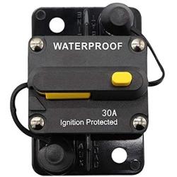ANJOSHI 30Amp Circuit Breaker 30A-250A Inline Reset Inverter with Manual Reset Waterproof Breaker Switch Fuse Holder for Marine Boat Battery Bike Stereo Audio System Protection