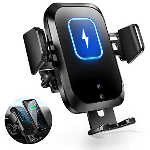 Tiluza Wireless Car Charger Touch Sensor Auto Clamping Mount 10W Qi Fast Charging Compatible with iPhone11/Pro/Xs/Max/XR/X/8/Plus, Samsung S10/S9/S8/Note10/9/8 and More