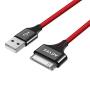 AGVEE Unbreakable Nylon Braided [3 Pack 3ft 6ft 10ft] 30 Pin Heavy Duty Fast Charger Cable, Slim Metal Shell End Case Friendly Charging Data Sync Cord for Phone 4/4S, Pad 1/2/3, Red