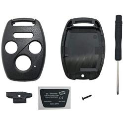 Cutting Not Required - Replacement Key Fob Shell Case Fit for Honda Accord Civic Ex Pilot CR-V 4 Buttons Keyless Entry Remote Car Key Housing with Screwdriver