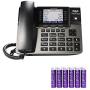 RCA U1000 Unison Base Station - 4 Line Phone Systems for Small Business with Digital Receptionist Bundle with Blucoil 6 AAA Batteries