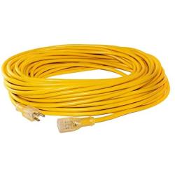 100 ft Extension Cord 10/3 SJTW with Lighted end - Yellow - Indoor / Outdoor Heavy Duty Extra Durability 10 AMP 125 Volts 1875 Watts by LifeSupplyUSA