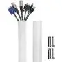 Kootek 118-Inch Cable Management Sleeves with Cable Ties, Neoprene Cable Organizer Cord Cover Wire Hider for TV Computer Office Theater (White, Large)
