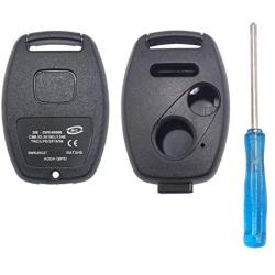 Replacement Key Fob Cover For Honda 2003-2012 Accord 2006-2013 Civic EX 2009-2015 Pilot 2005-2006 CR-V Ridgeline Odyssey Key Fob Case No Cutting Blade (2+1, Black)