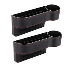 Car Gap Filler Organizer with Cup Holder,Multi-Function Leather Car Seat Gap Storage Box Filler Storage Box Pocket Organizer Car Water Cup Holder for Holding Phone,Snacks, Electronics