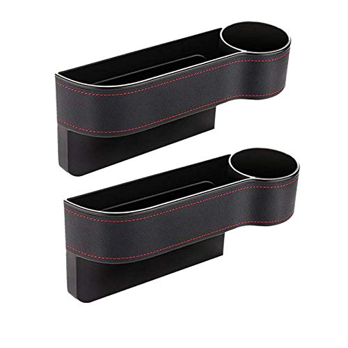 Car Gap Filler Organizer with Cup Holder,Multi-Function Leather Car Seat Gap Storage Box Filler Storage Box Pocket Organizer Car Water Cup Holder for Holding Phone,Snacks, Electronics
