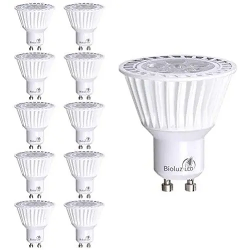 10 Pack Bioluz LED GU10 LED Bulbs Dimmable 3000K 50W Halogen Replacement 120v UL Listed (Pack of 10)