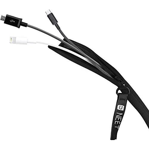 NEET 36 inch Cord Organizers, Cable Management Sleeve, Power Wire Cover Strip, Cord Hider Ties, Cloth Cord Cover, Zippered Cord Wrap Keeper, USB Charging Wire Protector, Black