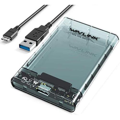 WAVLINK USB 3.0 to SATA External Hard Drive Enclosure for 2.5 inch 5mm/7mm/9.5mm SATA I/II/III HDD SSD Support UASP Function, Max 4TB Tool-Free Design