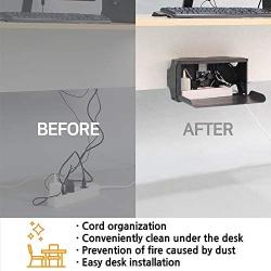 TAP-UP Cable Box, Desk Mounted Cable Management Box, Cord Organizer - Easy to Install Without Drilling Any Holes to Your Desk (Gray)