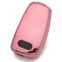 Royalfox(TM) Luxury Chrome Soft TPU Remote Key Fob case Cover for Audi Folding flip Key, Audi A1 A3 A4 A5 A6 Q3 Q5 Q7 TT S3 R8 (Pink with Black)